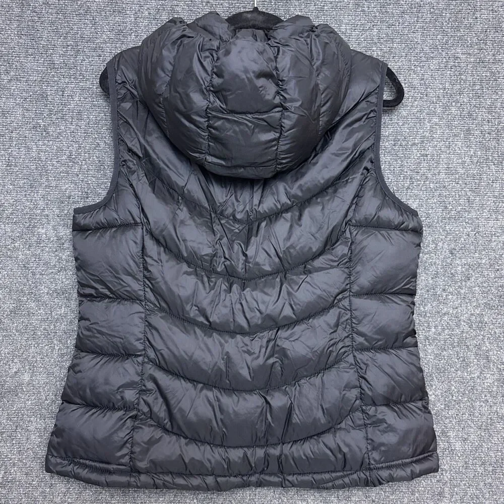 Charter Club Womens Packable Hooded Puffer Vest XL Black Full Zip Pockets